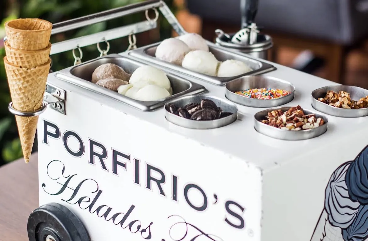 Ice cream cart with the Porfirio's name